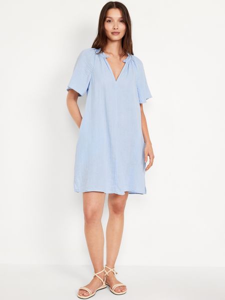 Crinkle Gauze Mini Swing Dress | Old Navy (US)