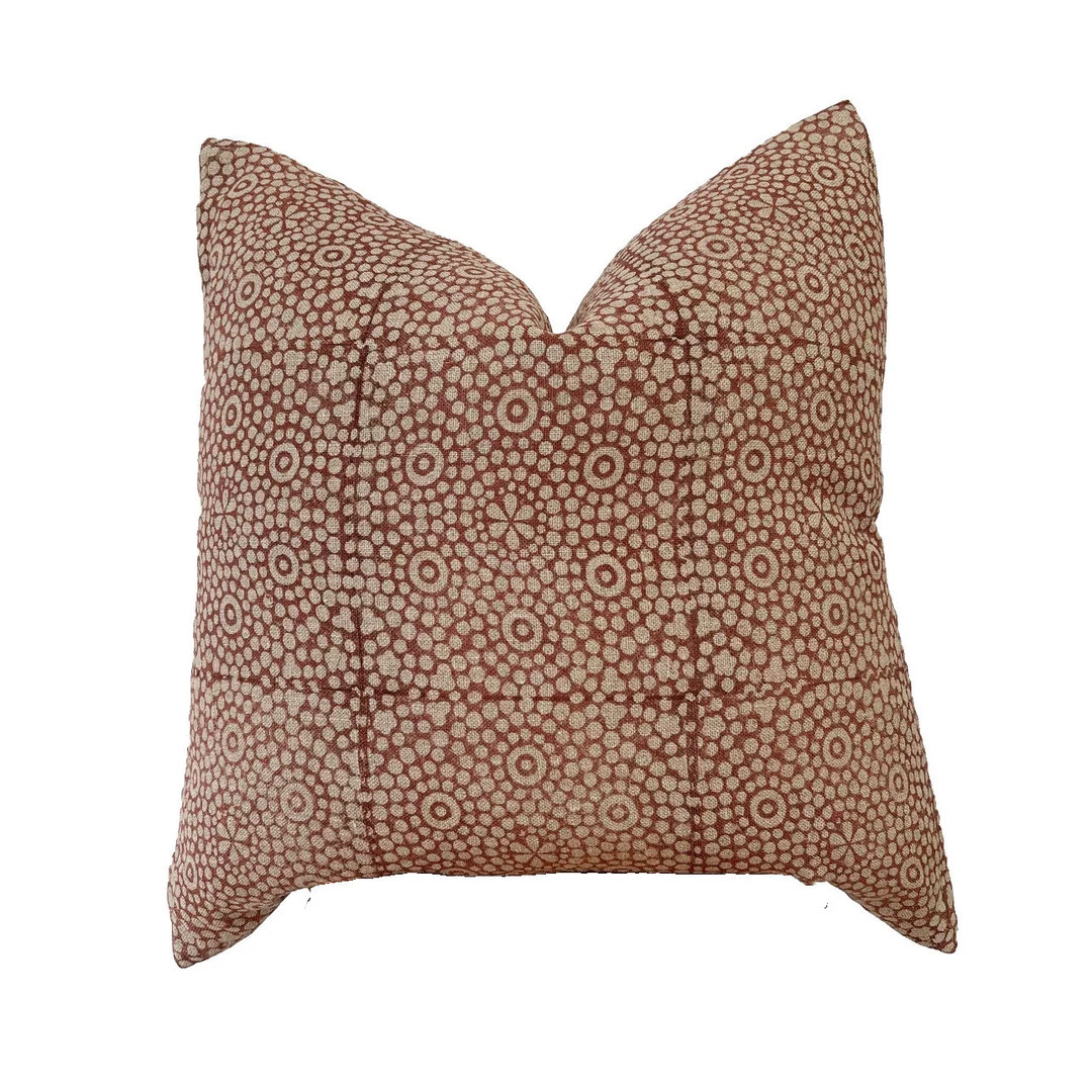 block print linen pillows , Rusty color 22x22” | Etsy (US)