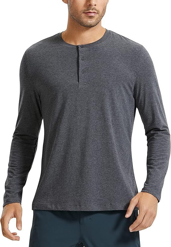 CRZ YOGA Men's Lightweight Pima Cotton Henley Shirts Slim Fit Casual Long Sleeve T-Shirts Fashion... | Amazon (US)