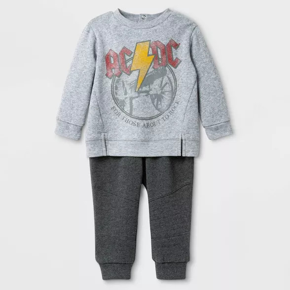 Baby Boys' 2pc AC/DC Top and Bottom Set - Heather Gray | Target
