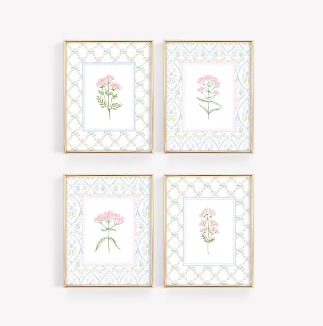 Floral Nursery Print Set of 4, Baby Girl Room Decor, Wildflower Wall Art, Botanical Nursery Print... | Etsy (US)