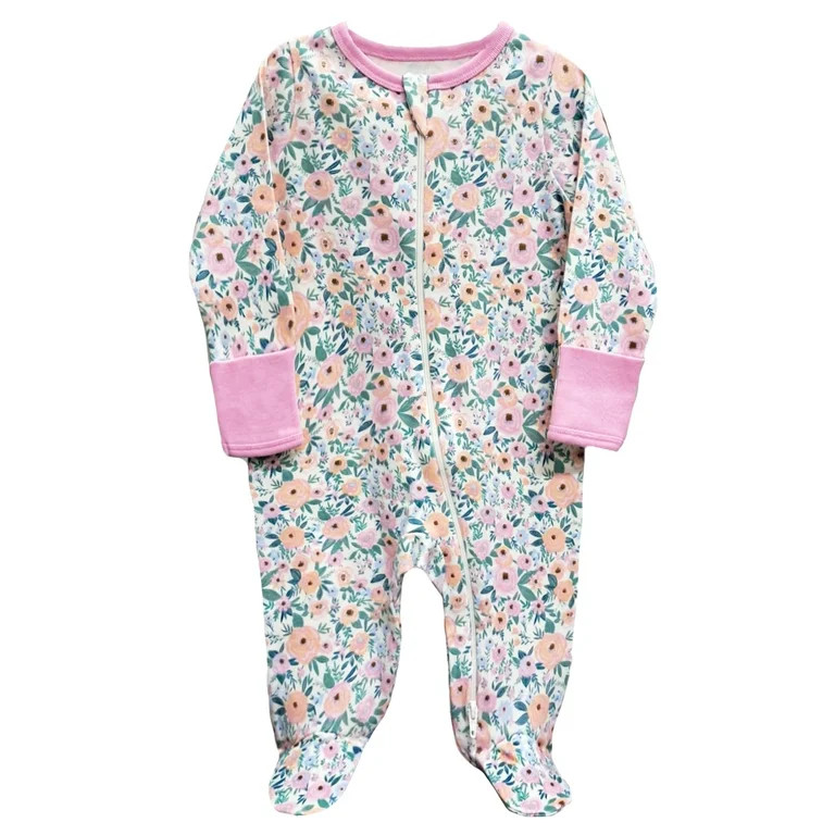 Wonder Nation Unisex Baby Zip Front Sleep N Play Pajamas, Preemie-6/9 Months | Walmart (US)