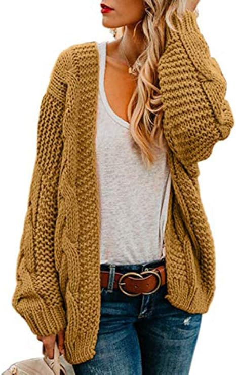 Womens Oversized Chunky Open Front Cardigan Sweaters Cable Knit Long Sleeve Cardigans Outwear Coa... | Amazon (US)