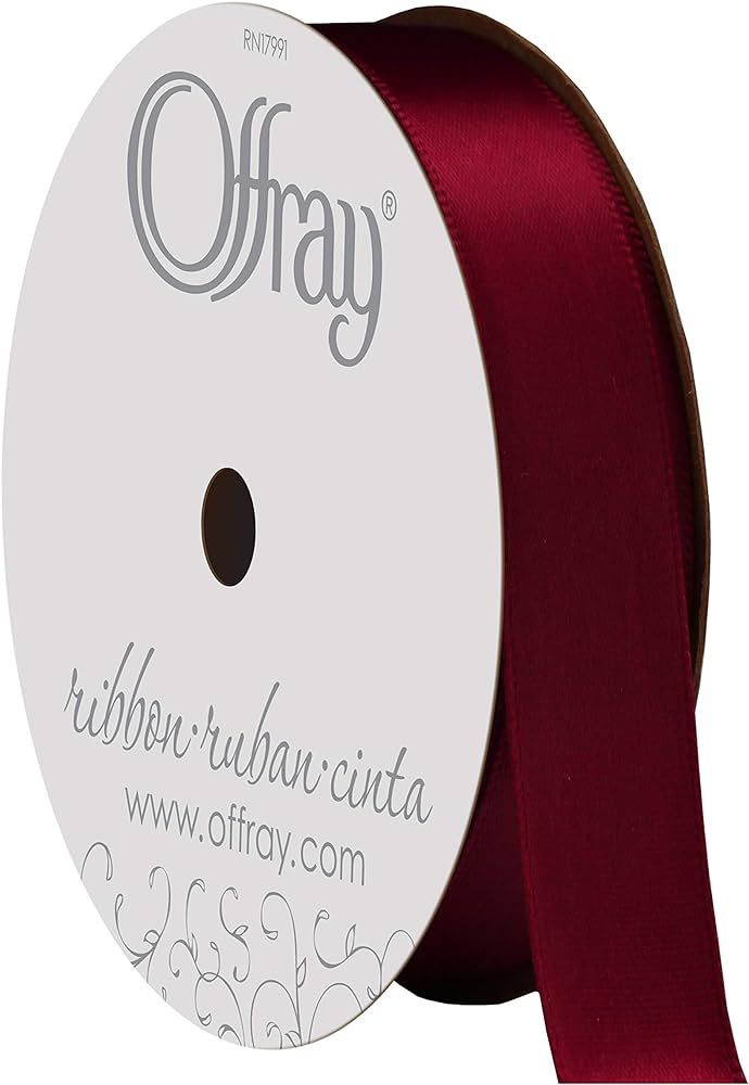 Berwick Offray 263167 5/8" Wide Single Face Satin Ribbon, Sherry Red, 6 Yds | Amazon (US)