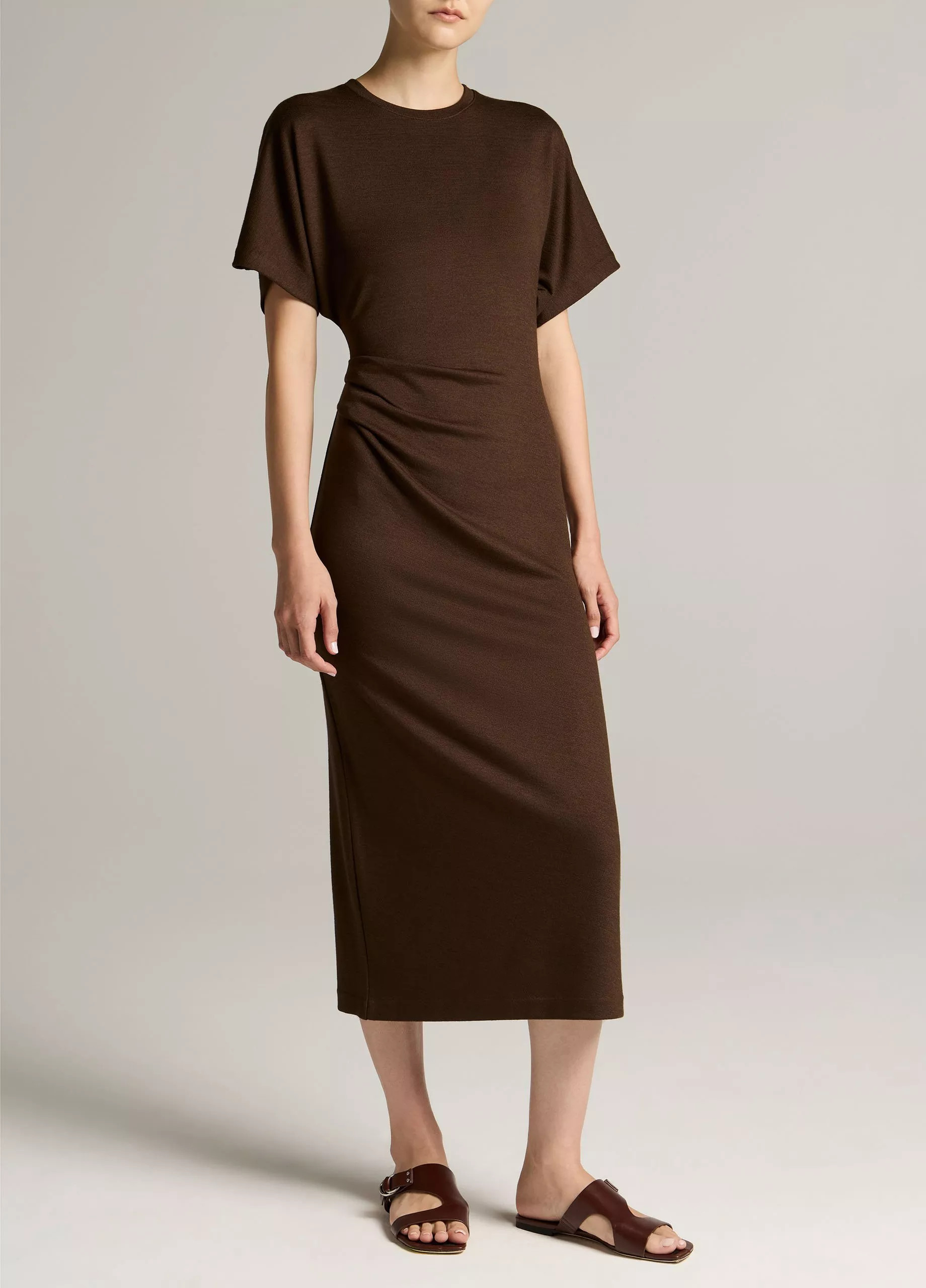 Ruched-Side Knit Short-Sleeve Dress | Vince LLC