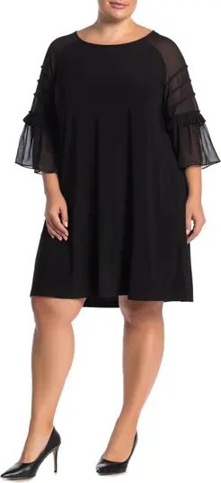 Nina Leonard Jewel Neck 3/4 Sleeve Raglan Chiffon Dress | Nordstromrack | Nordstrom Rack