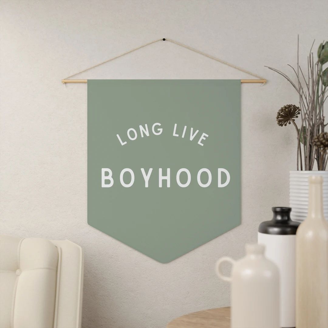 Long Live Boyhood Wall Decor Flag, Boys Room Wall Pennant, Boys Wall Decor, Kids Sage Green Wall ... | Etsy (US)