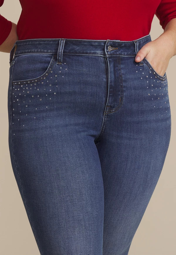 Plus Size m jeans by maurices™ Dark Cool Comfort Sparkle High Rise Jegging | Maurices