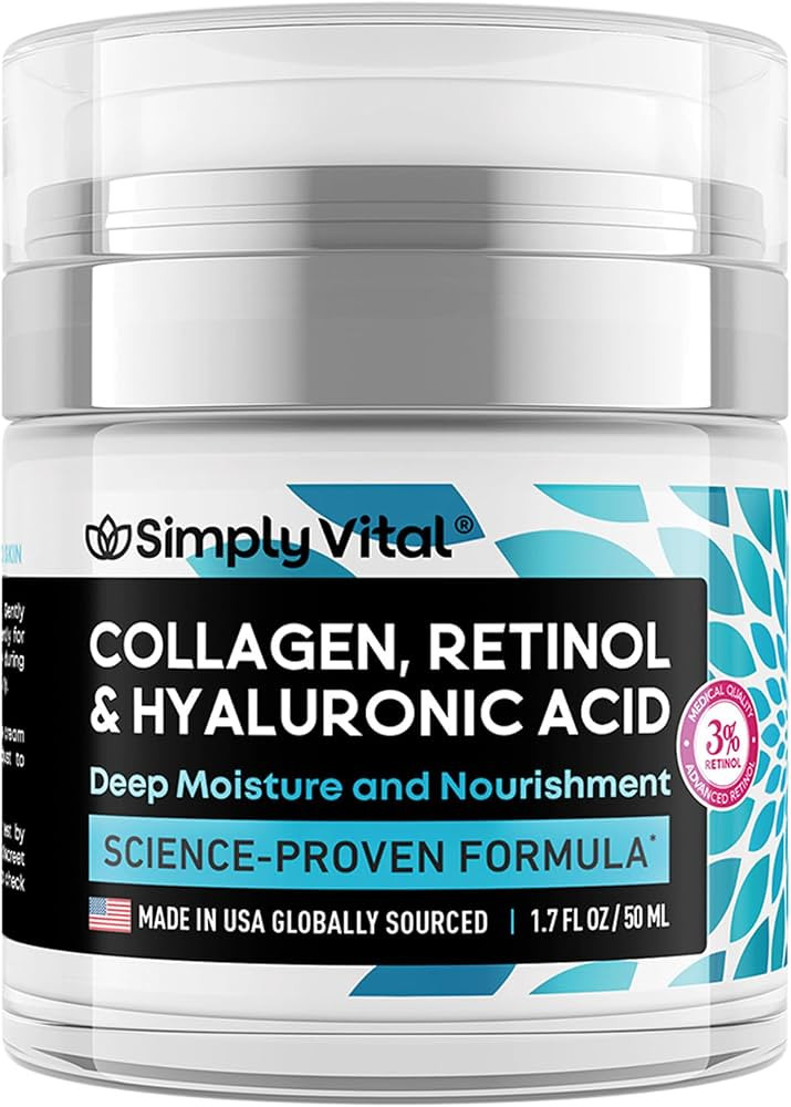 SimplyVital Collagen Face Moisturizer - Anti-Aging Retinol Cream for Face, Neck & Décolleté wit... | Amazon (US)