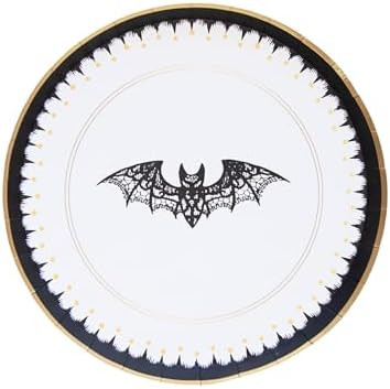 Bonjour Fête Halloween Lacy Bat Dessert Plates, Pack of 8, 8.25" | Amazon (US)