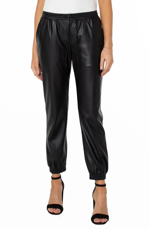 Liverpool Los Angeles Faux Leather Joggers in Black at Nordstrom, Size Small | Nordstrom