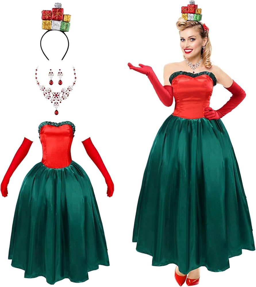 5 Pieces Adult May Cosplay Costume Set Anime Christmas Dress Gloves Outfit for Women Halloween Ch... | Amazon (US)