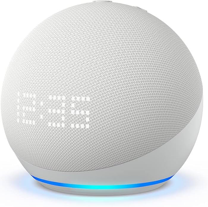 Echo Dot (5th Gen, 2022 release) with clock | Smart speaker with clock and Alexa | Glacier White | Amazon (US)