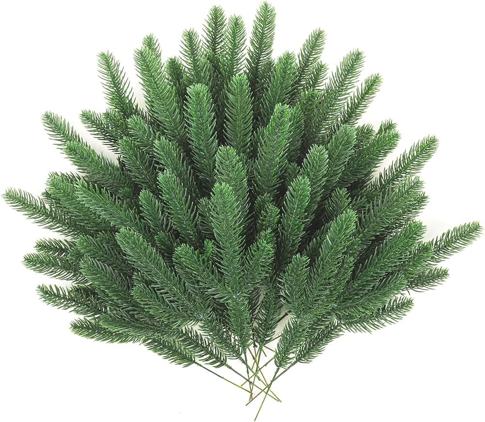 50pcs Christmas Artificial Pine Branches, 10.2 Inch Artificial Pine Leaves Faux Pine Tree Branche... | Amazon (CA)