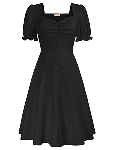 Belle Poque V Neck Vintage A Line Dress for Women Black Party Dresses Plus Size 2XL | Amazon (US)