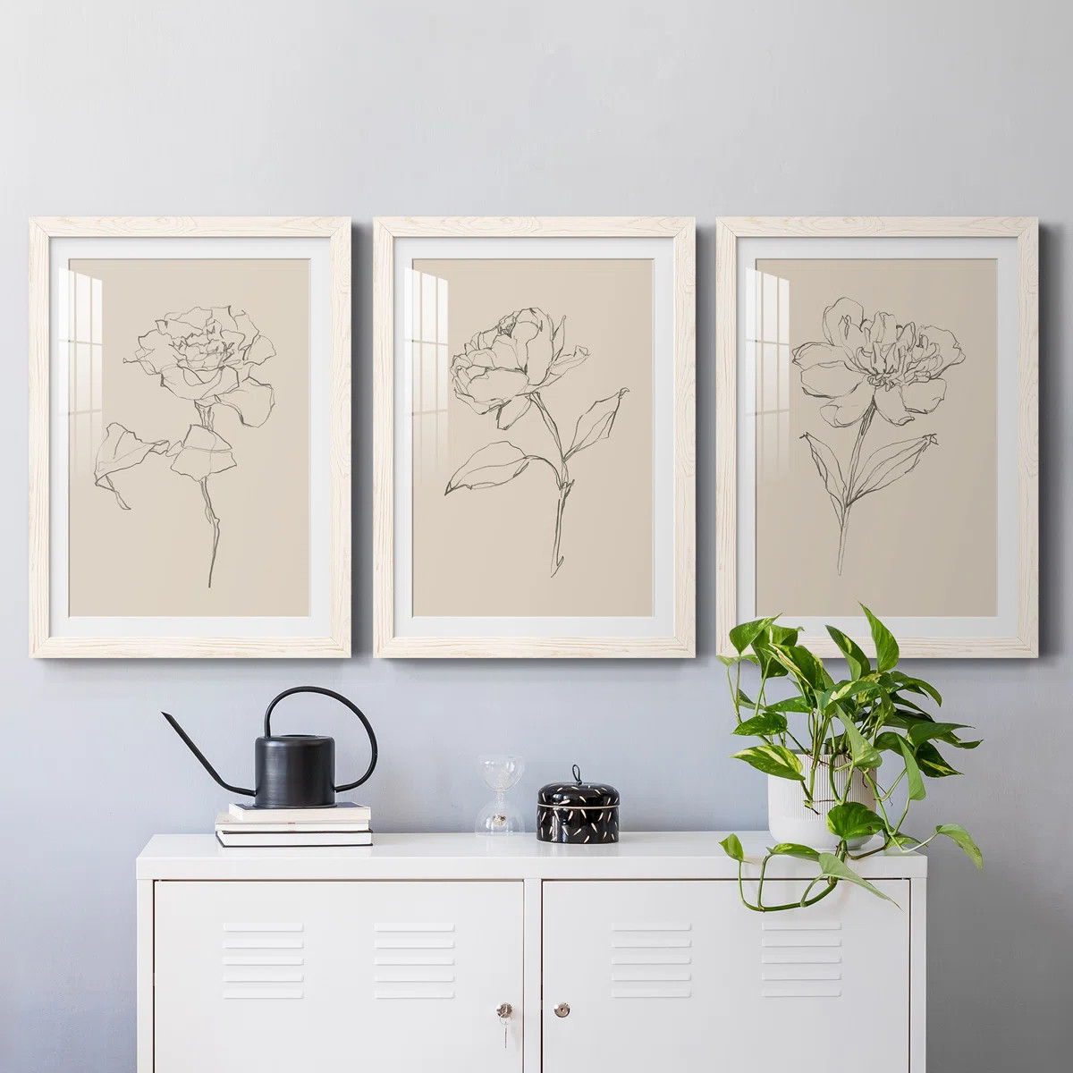 " Floral Contour Study I " 3 - Pieces Painting Print | Wayfair North America
