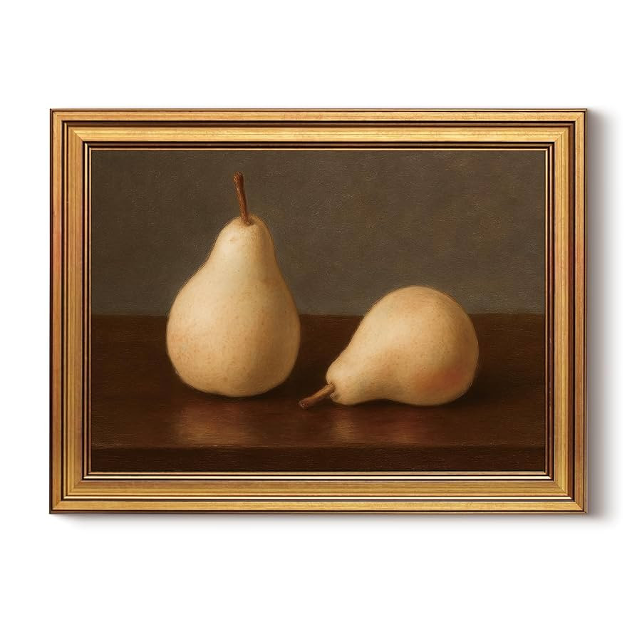 InSimSea Gold Framed Canvas Prints Wall Art, Vintage Kitchen Decor, Pear Fruits Still Life Painti... | Amazon (US)