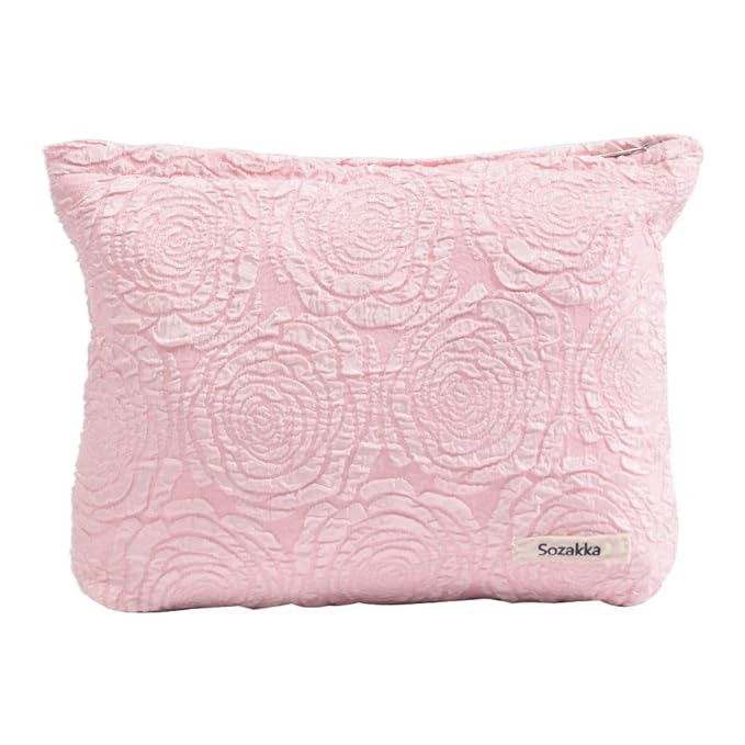 LYDZTION Rose Makeup Bag Cosmetic Bag for Women,Large Capacity Canvas Makeup Bags Travel Toiletry... | Amazon (US)