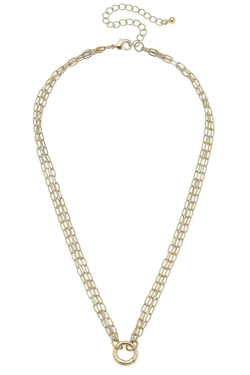 Celia 3-Row Dainty Charm Necklace Base in Shiny Gold | CANVAS