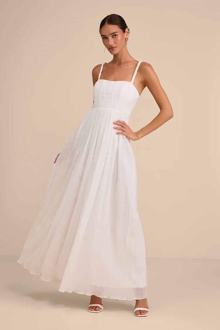 Alana White Textured Sleeveless Maxi Dress | Lulus
