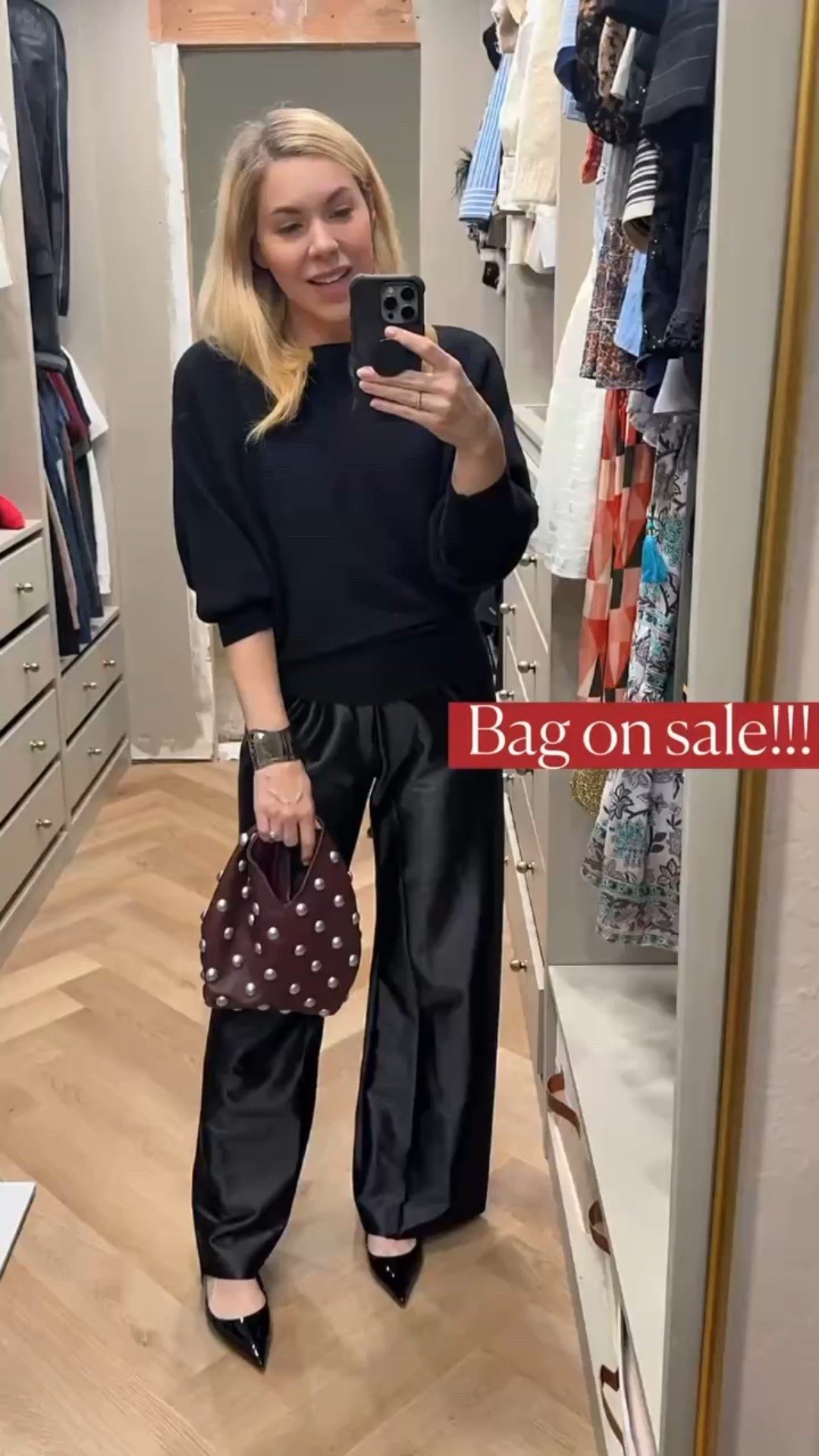 Party outfit 
ALC bag
Studded bag
Satin pants 

#LTKHoliday #LTKFindsUnder50 #LTKgrwm