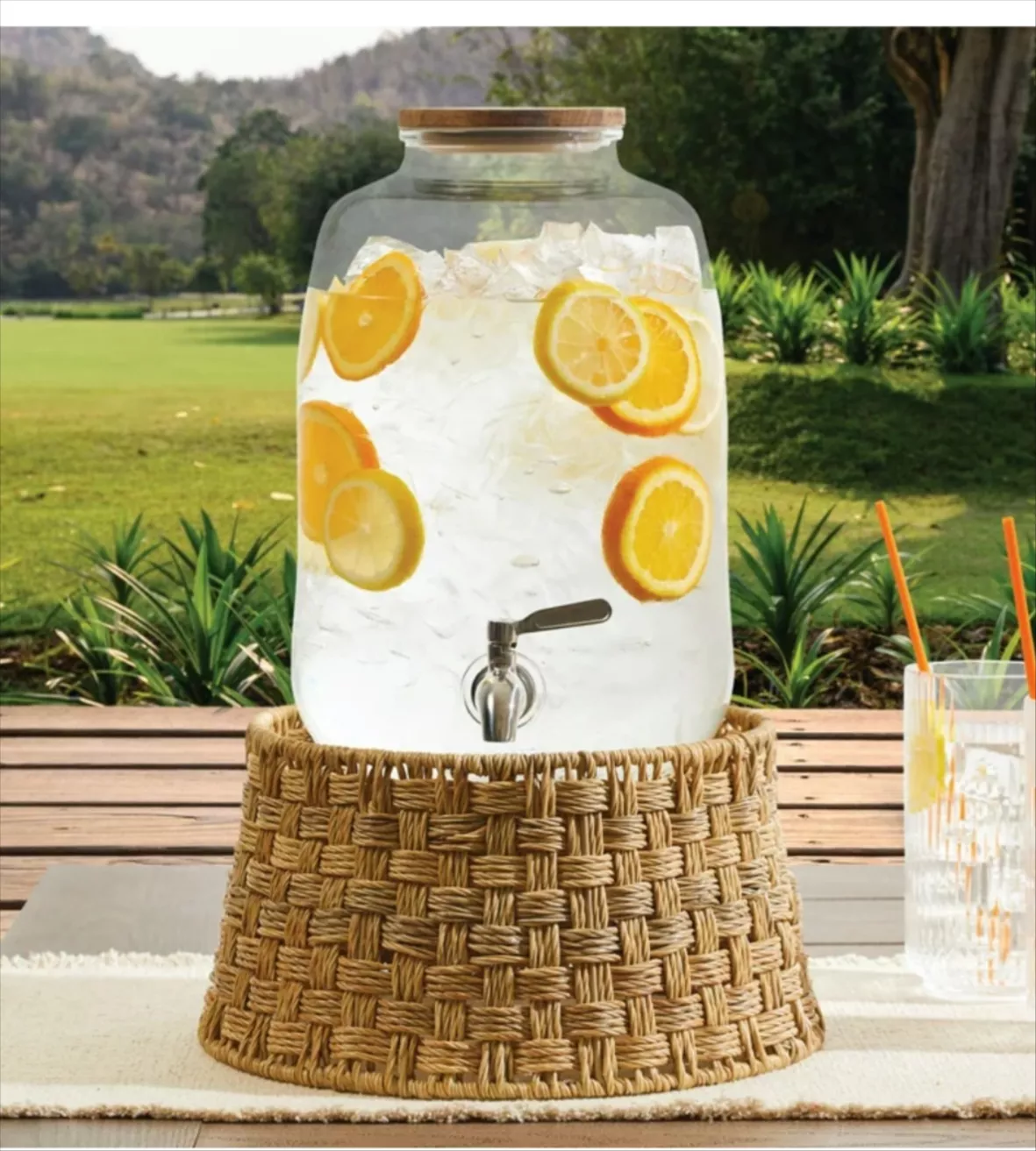 Better Homes & Gardens 2-Gal Ribbed Glass Beverage Dispenser +