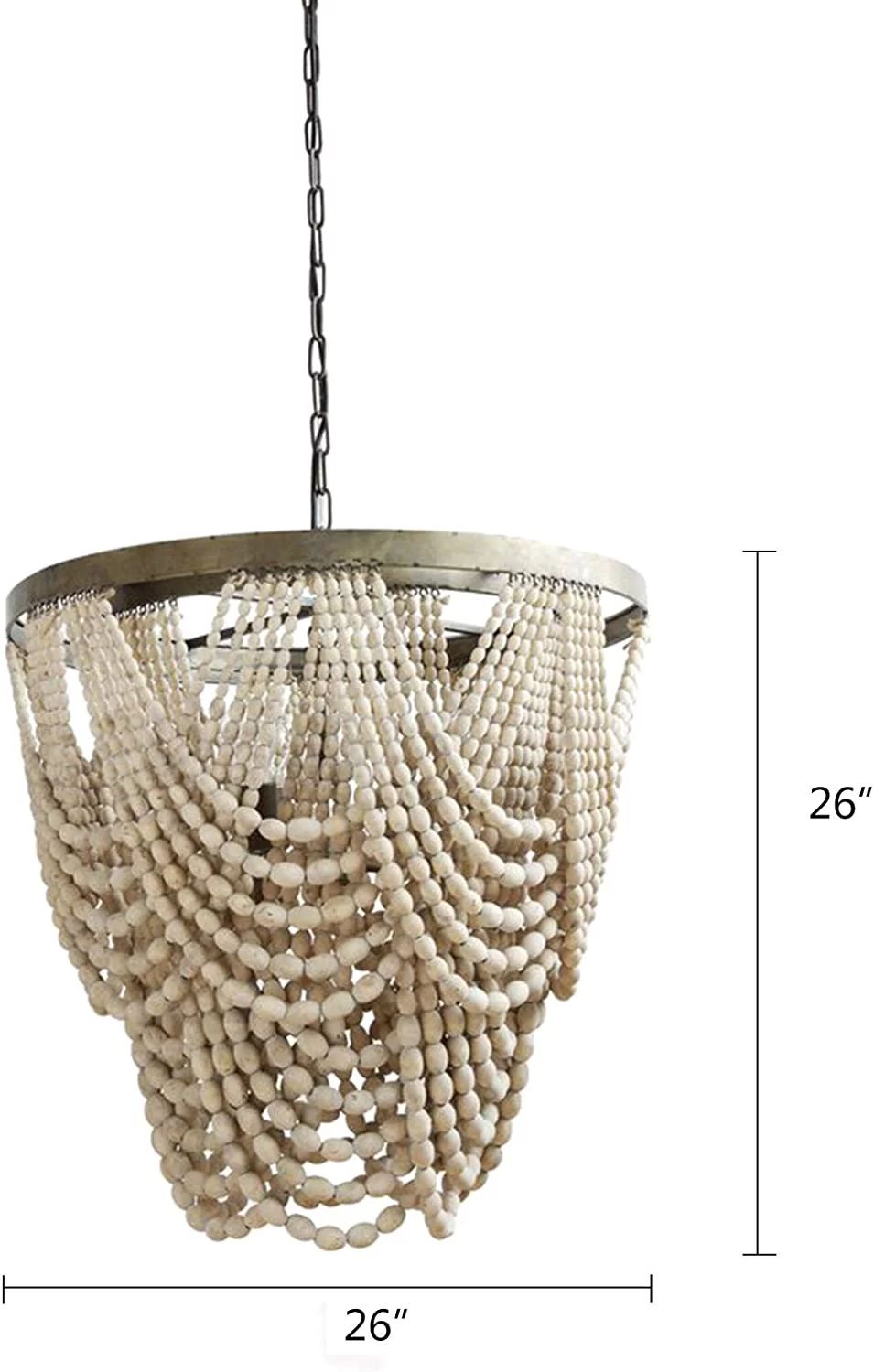 Aohuada Wood Beads Bohemian Style Hanging Pendant Lamp Height Adjustable Ceiling Light Fixture fo... | Walmart (US)