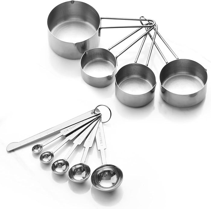 10-Piece Stainless Steel Measuring Cups and Spoons Set for Home Baking Essentials, Dishwasher Saf... | Amazon (US)