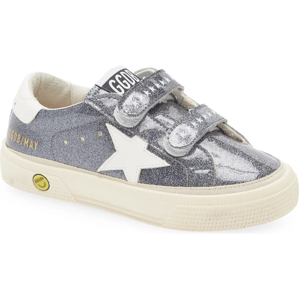 Golden Goose Kids' May School Glitter Low Top Sneaker in Antracite/White at Nordstrom, Size 3.5Us | Nordstrom