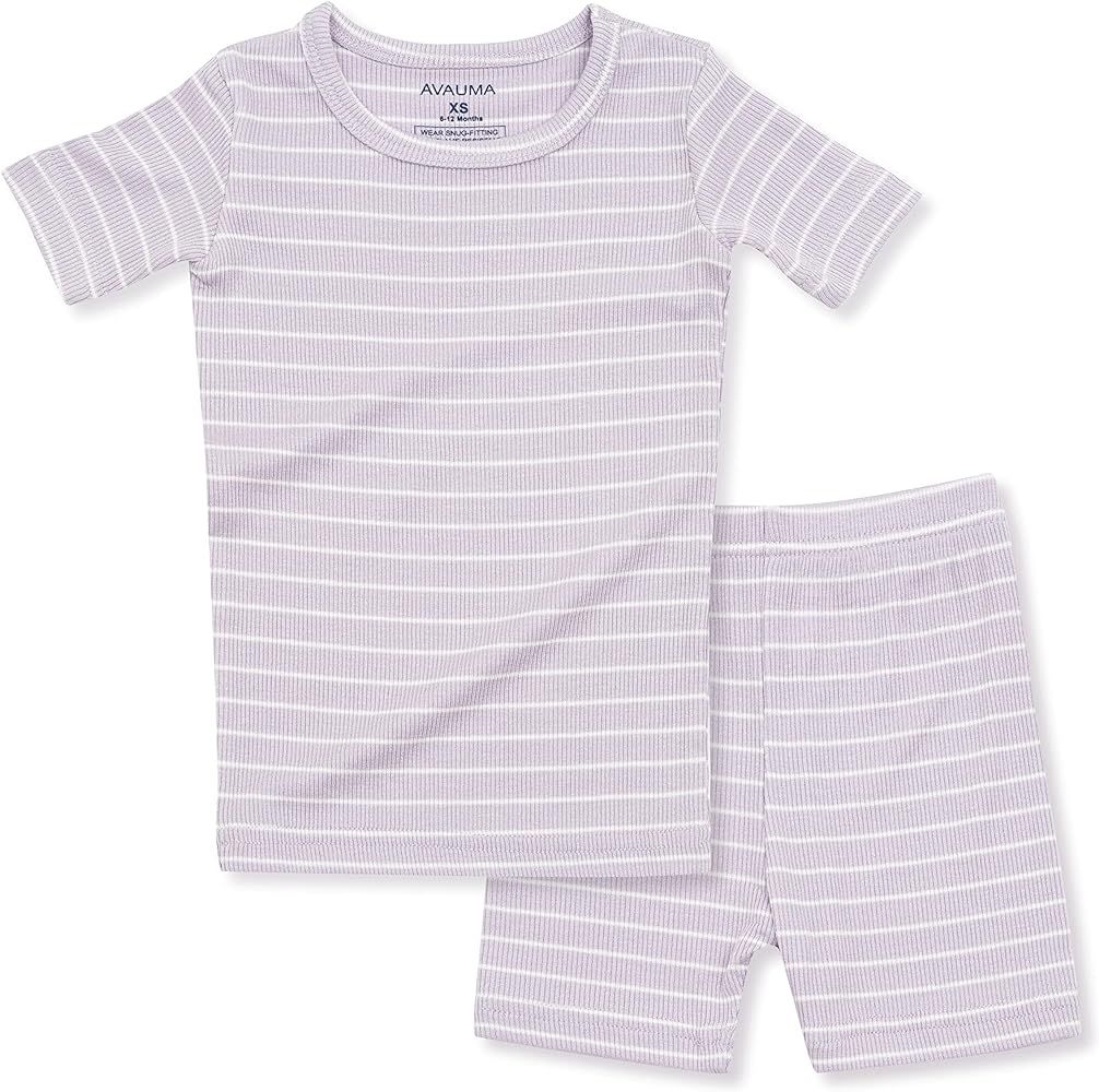 AVAUMA Stripe Pattern Baby Boys Girls Pajama Set Kids Toddler Snug fit Ribbed Sleepwear pjs for Dail | Amazon (US)