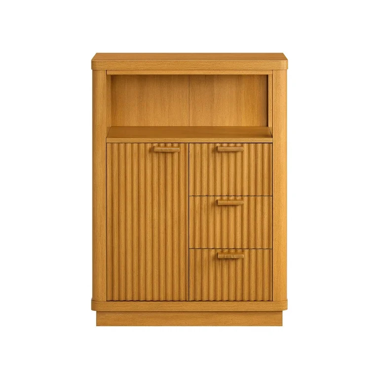 Beautiful Fluted Vanity Storage Cabinet, Warm Honey | Walmart (US)