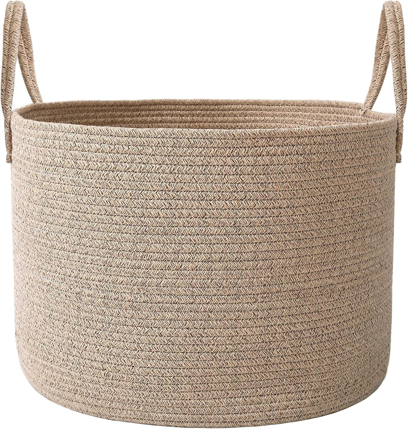 65L Extra Large Machine Washable Cotton Rope Blanket Basket | Amazon (US)