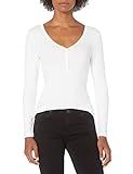 Amazon Essentials Women's Ribbed Knit Long Sleeve Henley Slim Fit T-Shirt, White, X-Large | Amazon (US)