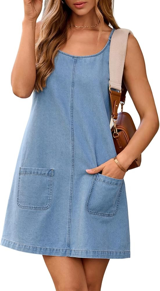 Dokotoo Womens Sleeveless Casual Denim Dress Western Cowgirl Outfits Jean Overall Dress with Pock... | Amazon (US)