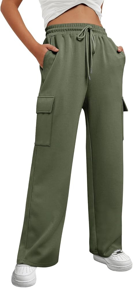 LILLUSORY Women's Cargo Sweatpants 2023 Casual High Waisted Pants with Pockets | Amazon (US)