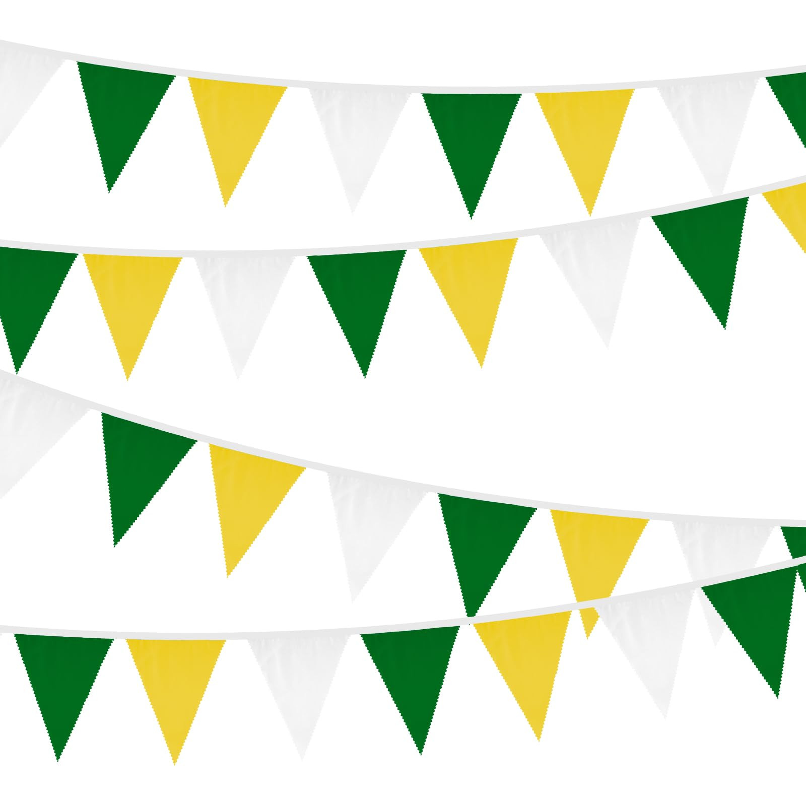 jijAcraft 39Ft Yellow Green White Banner, Golf Party Decor Triangle Flag, Tea Party Fabric Buntin... | Amazon (US)