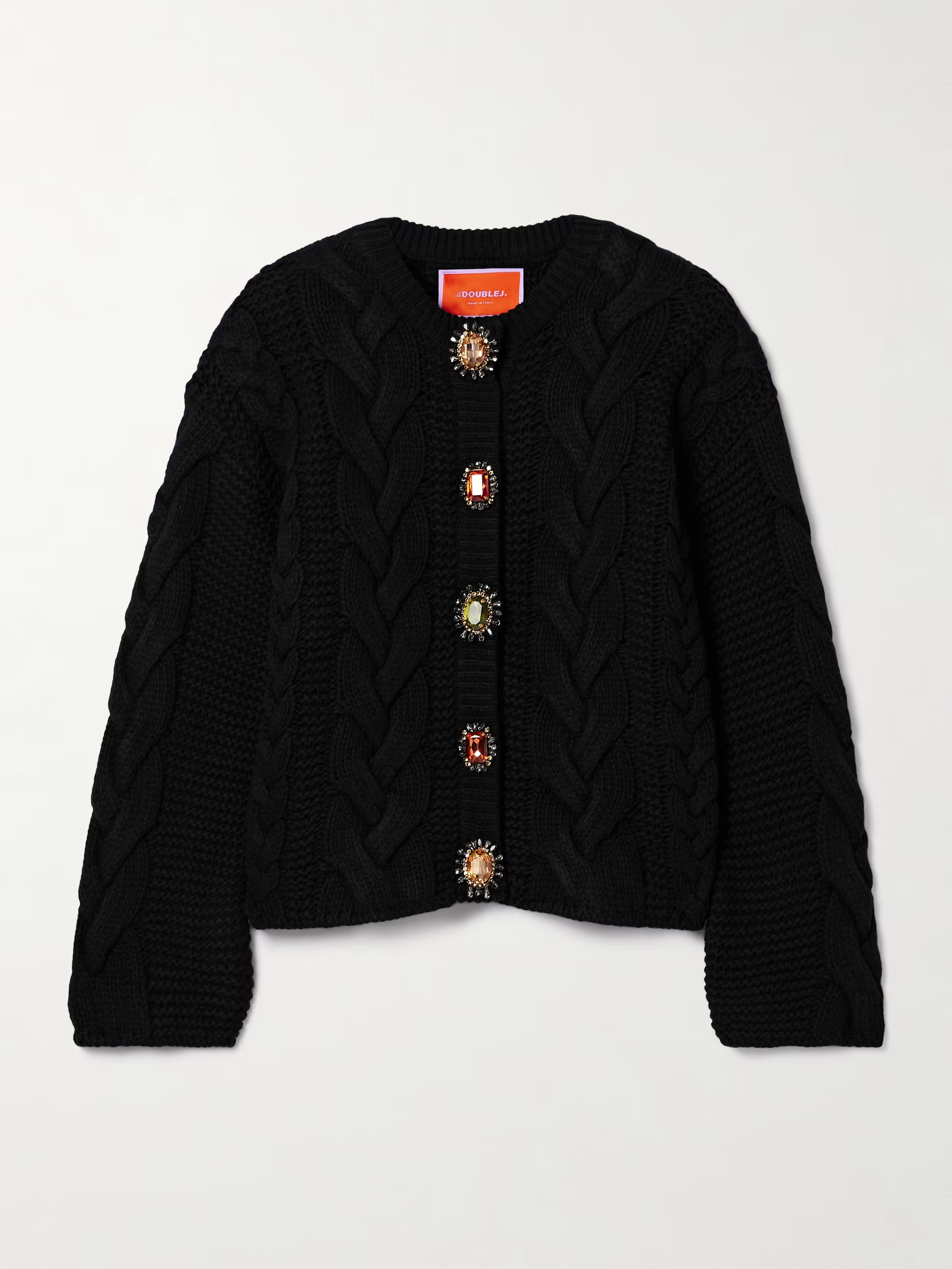 Portrait crystal-embellished cable-knit cardigan | NET-A-PORTER (US)
