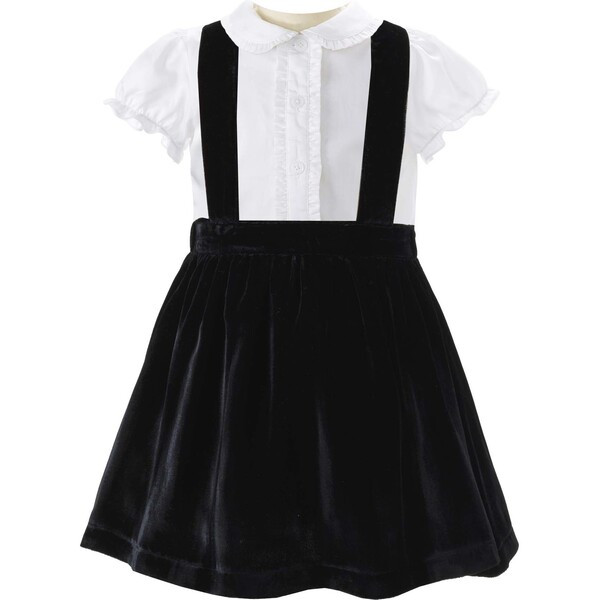 Eloise Silk Velvet Pinafore Set, Black | Maisonette