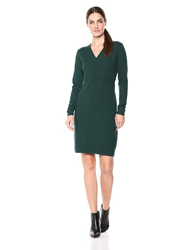 Lark & Ro Women's Long Sleeve Faux Wrap Sheath Sweater Dress | Amazon (US)