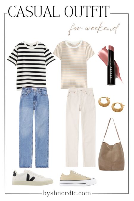 Here's a chic and easy weekend outfit: striped top, trousers, trainers  and more!

#casualstyle #outfitinspo #ukfashion #summerstyle

#LTKitbag #LTKstyletip #LTKFind
