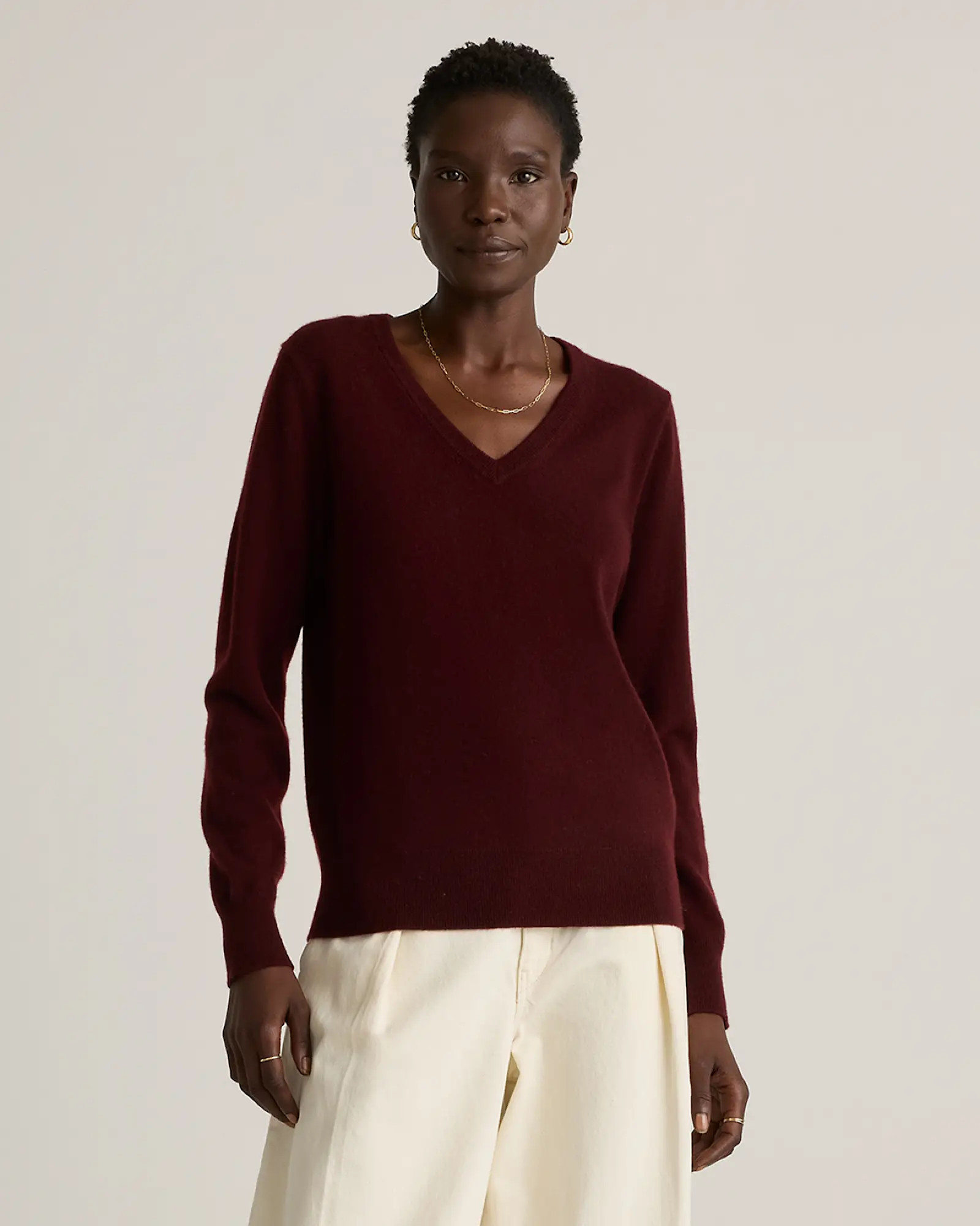 Mongolian Cashmere V-Neck Sweater | Quince
