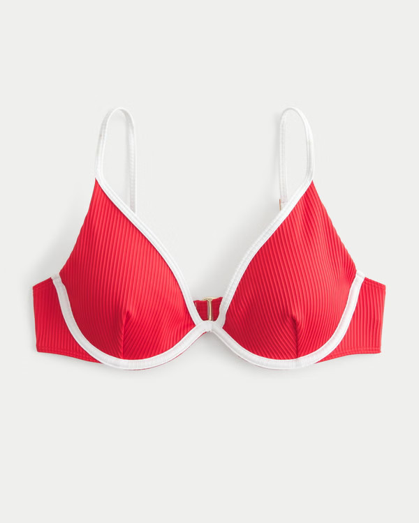 Women's Ribbed Plunge Underwire Bikini Top | Women's Swimwear | HollisterCo.com | Hollister (US)