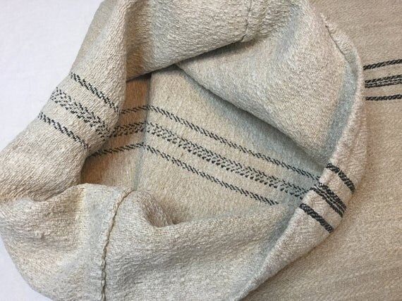 Vintage grain sack hemp / grain in hemp bag former black stripes | Etsy (US)