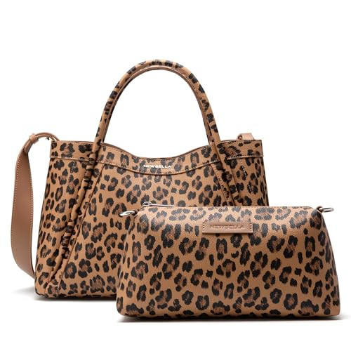 NEWBELLA Tote Bag for Women, Large Vegan Leather Hobo Bag with Shoulder Strap and Purse, Handbags & Crossbody Bags Brown Leopard | Amazon (US)