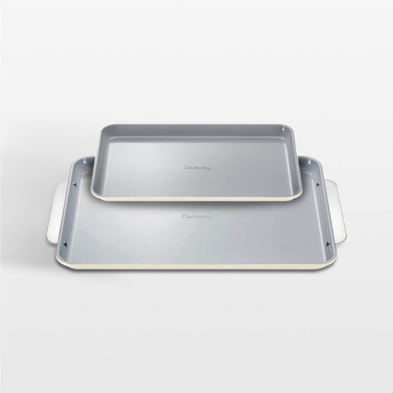 Caraway Cream Ceramic Non-Stick 2-Piece Baking Sheet Duo + Reviews | Crate & Barrel | Crate & Barrel
