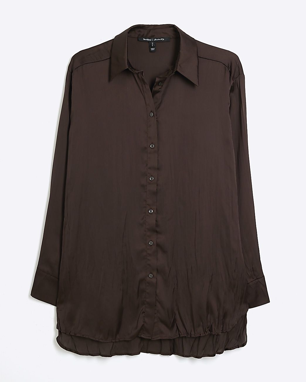 Brown crinkle satin shirt | River Island (UK & IE)