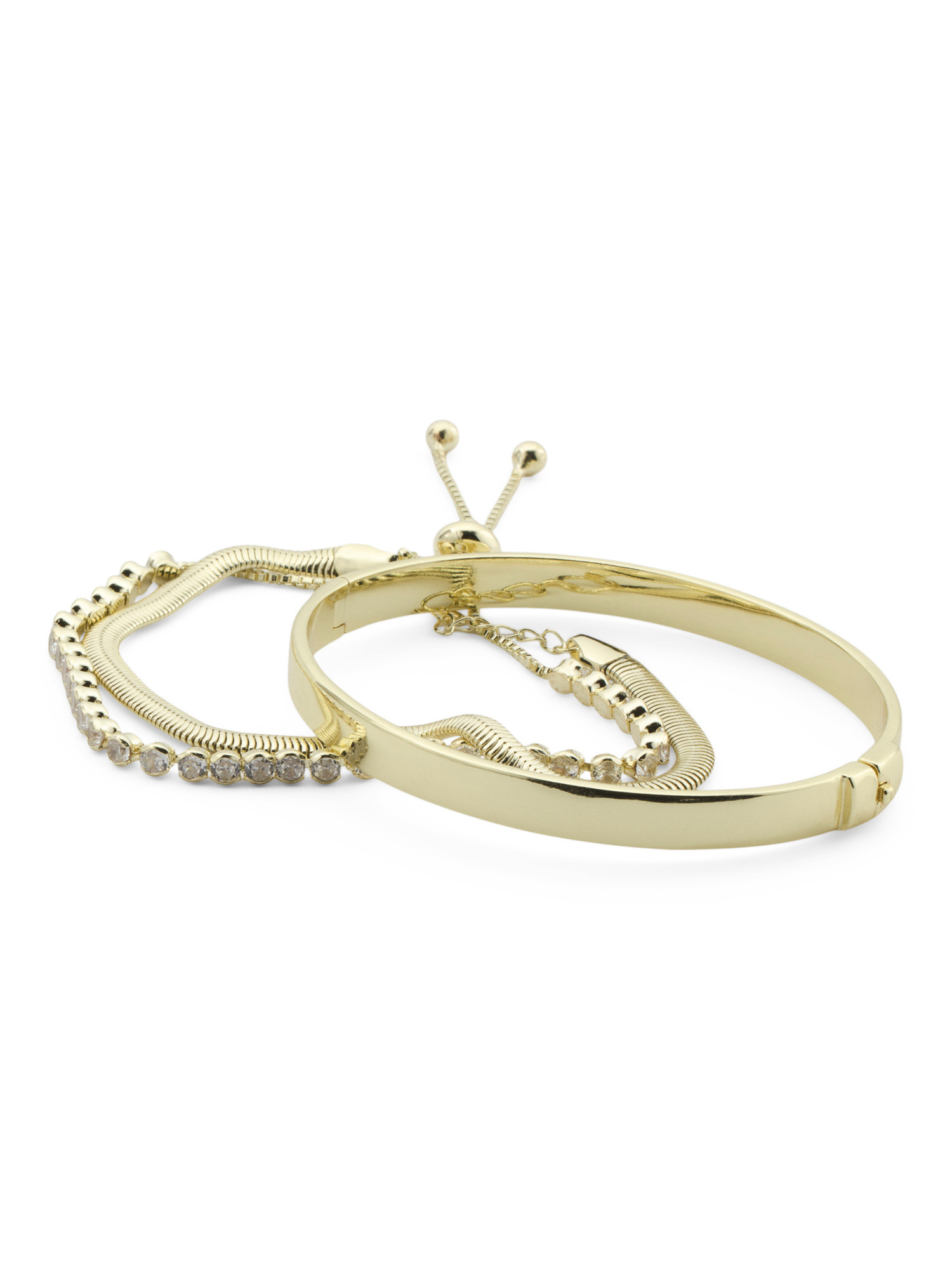 3pc Waterproof Gold Plated Trio Bracelet Set | TJ Maxx