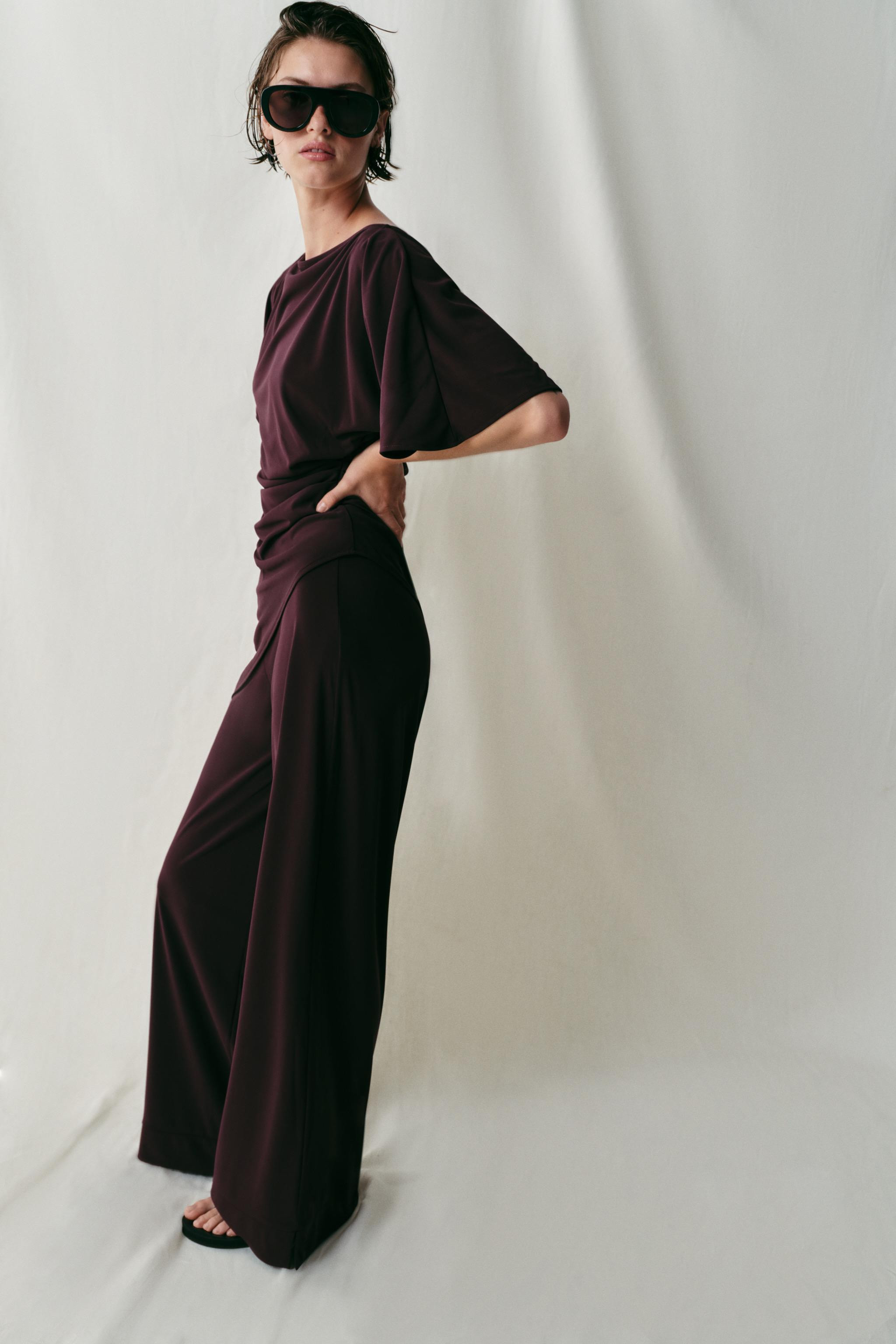 STRAIGHT-LEG CREPE TROUSERS WITH SLITS | Zara UK