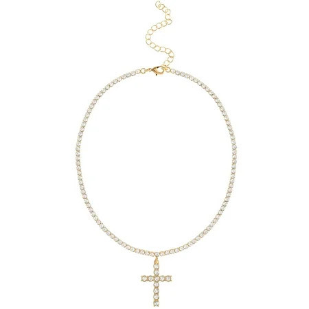 Jessica Simpson Women s Crystal Cubic Zirconia Cross Necklace | Walmart (US)