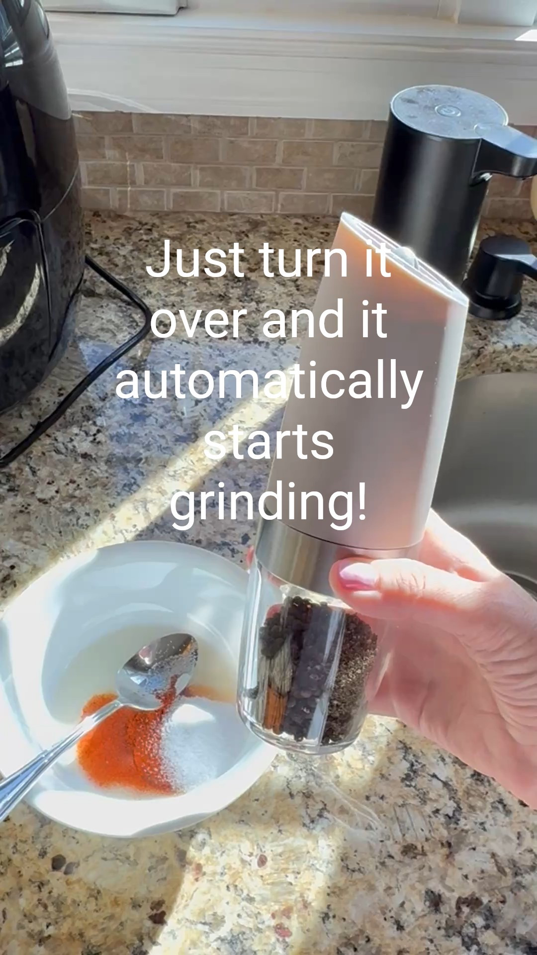 Easy salt & pepper grinders they couldn’t be easier.  Just turn it over and it starts!  Great for kitchen or dining room table!  They have different colors on Amazon so I bought the color that matched my decor.  

#LTKHome